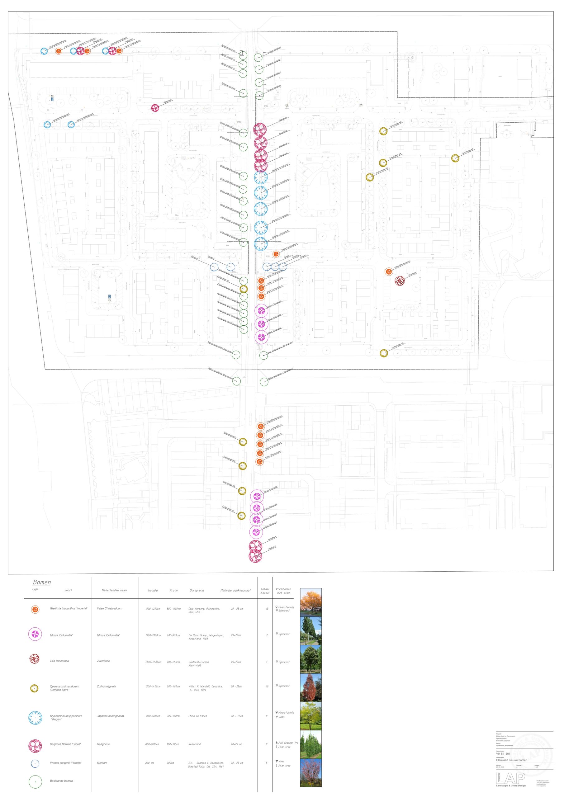 Lijsterstraat Nieuwe bomen plankaart Lijsterstraat Nieuwe bomen plankaart