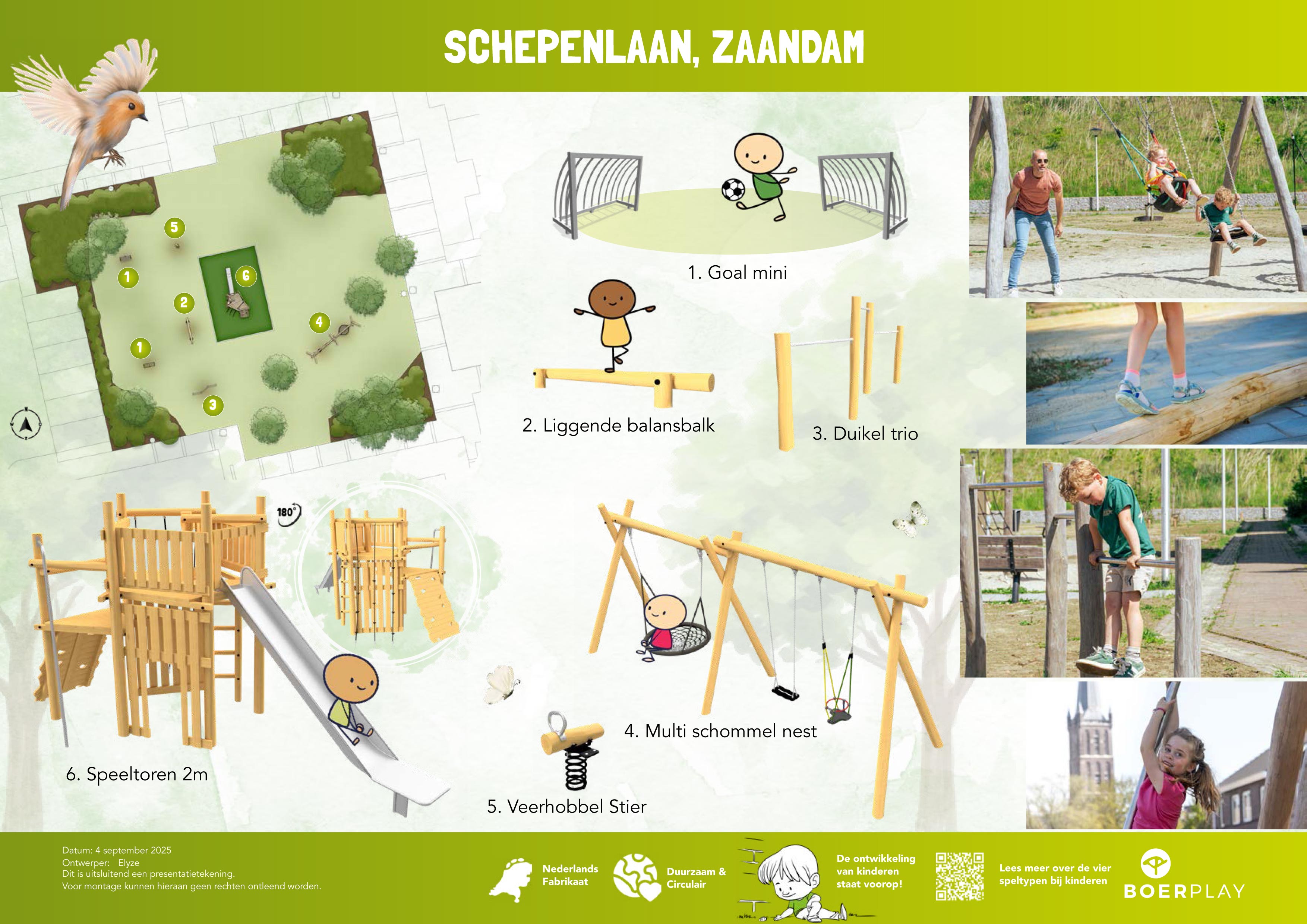 Speelplaats Schepenlaan hoek Jachtenlaan - optie 1 Schepenlaan 3D ontwerp andere leverancier