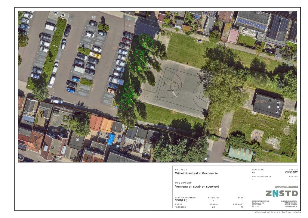 Wilhelminastraat Krommenie Sport-speelveld - kaart