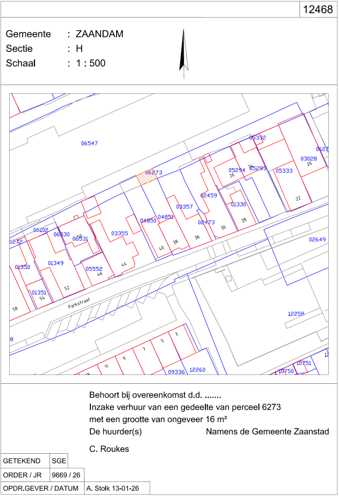 Tekening Parkstraat 38 te Zaandam