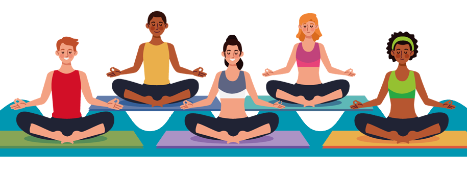 getekend beeld van mensen die aan yoga doen