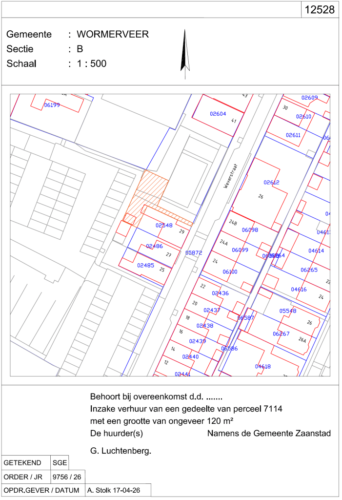 Tekening Weverstraat 29 te Wormerveer