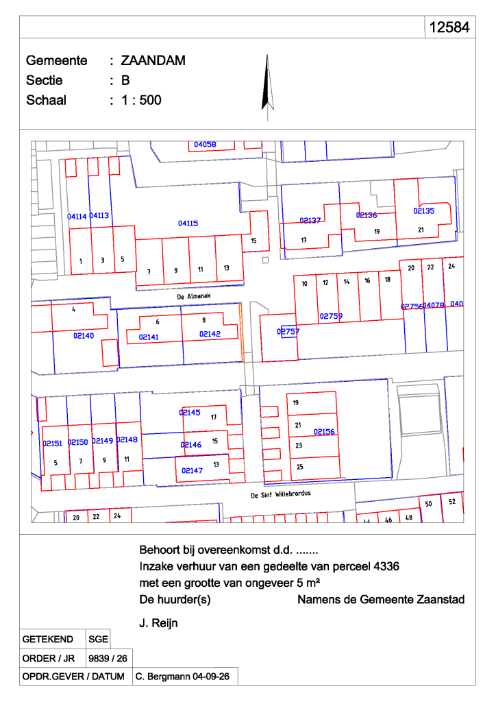 Kadastrale tekening Almanak 8, Zaandam