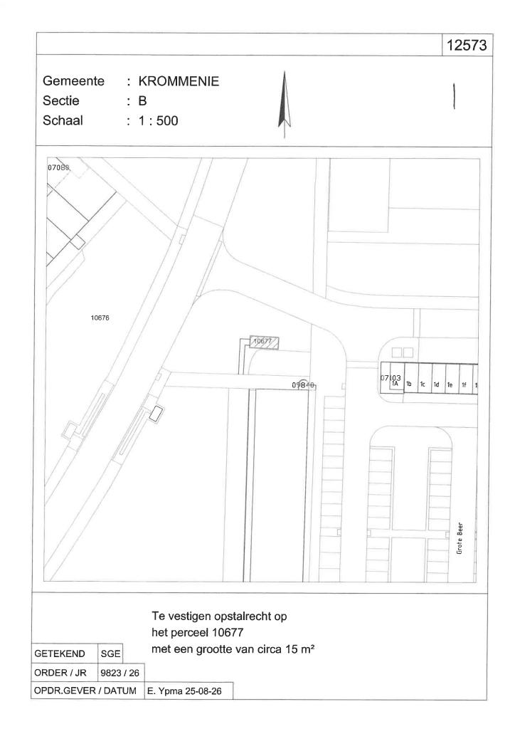 Tekening perceel 10677 locatie hoofdverdeelstation glasvezelnetwerk