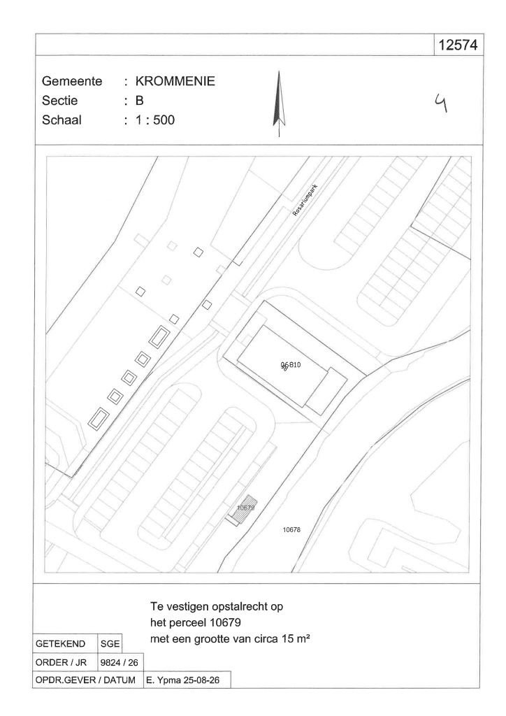 Tekening perceel 10679 locatie hoofdverdeelstation glasvezelnetwerk